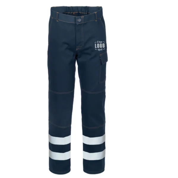 Pantalone da Lavoro Doppia Fascia Rifrangente Cotone Personalizzato